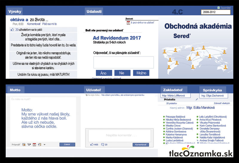 Oznamka 65: obchodná, facebook